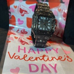 Black and Silver Watch with Roman Numerals rare, black ice valentines resize